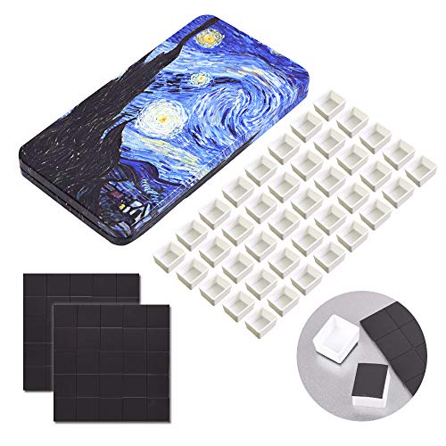 qianshan 40Pcs Empty Half Pans Watercolor Tin Palette with Magnetic Stripe | Travel Tin Palette Case,Portable Artist Paints Half Pan Kits,DIY Watercolor Oils Acrylics Painting Drawing Starry Night - color: Starrynight