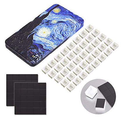 qianshan 40Pcs Empty Half Pans Watercolor Tin Palette with Magnetic Stripe | Travel Tin Palette Case,Portable Artist Paints Half Pan Kits,DIY Watercolor Oils Acrylics Painting Drawing Starry Night - color: Starrynight