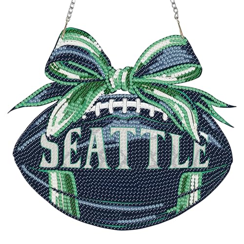 Rertcioph Football Diamond Art Hanging Kit for Adults, DIY Acrylic 5D Diamond Painting Hanging Ornament for Seattle Home Wall Decor and Gift - color: Seattle