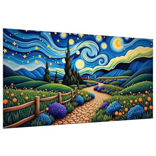 SparkGlow Van Gogh Style Diamond Art Kits for Adults, 27.5 X 15.7 Inch | Landscape Diamond Painting Large, 5D Full Drill, Sparkling Diamond, Diamon Art Painting for Gifts, Home Decoration - color: Landscape 025