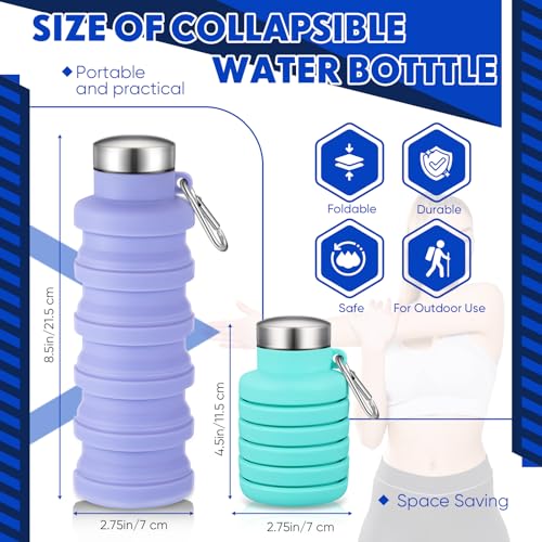 Baderke 2 Pcs Collapsible Water Bottles 17oz Silicone Travel Foldable Portable Water Bottle with Buckle Silicone Lightweight Reusable Leakproof for Camping Hiking Cycling Sport(Green, Purple) - color: Green, Purple