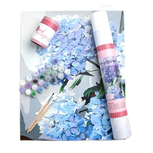 Pink Picasso Paint by Number Kit, Adults & Teens,16x20, Happily Hydrangea | Botanical Floral Collection, Acrylic Paints and Brushes included, Pre-printed high quality canvas, DIY art kit, Gift-ready - color: Happily Hydrangea