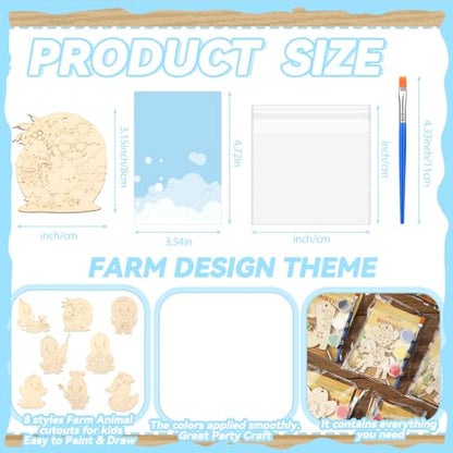 Saypacck 24 Pcs Duck Party Favors Wooden Paint Craft Kits | Duck Theme Crafts for Kids Birthday, Goodie Bag Fillers, Brush Paint Organza Bags Included, - style: Duck
