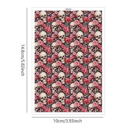 10 Pcs Halloween Clay Transfer Paper for DIY Art Crafts, Skull Floral Water Polymer Clay Transfer Paper Sheets for Polymer Clay Jewelry Earrings Making Supplies 5.82X3.93 inch - color: Halloween Skull