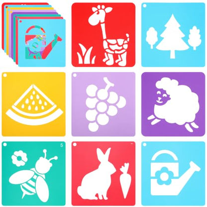 42 Pack Stencils Farm and Animal Theme Set Large 8 Inch Small 5.5 Inch Drawing Stencil Chalk Template Reusable Washable Shape Template Stencils Kit for DIY Art Crafts Painting Drawing