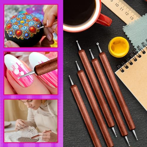 20Pcs Dotting Tools for Painting,Wooden Embossing Tools Tracing Stylus for Transfer Paper Drawing Paper - color: Mahogany Color