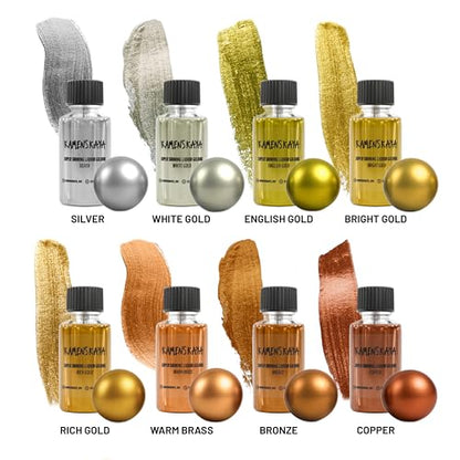 KAMENSKAYA English Gold Leaf Paint, Liquid Gilding Paint, 0.68 fl oz | Liquid Leaf Paint with Natural Metallic Pigment, Strong Shine, One-Coat Coverage, Built-In Brush – Made in EU - color: English Gold, size: 0.68 Fl Oz (Pack of 1)