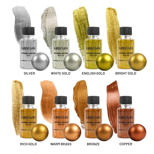 KAMENSKAYA English Gold Leaf Paint, Liquid Gilding Paint, 0.68 fl oz | Liquid Leaf Paint with Natural Metallic Pigment, Strong Shine, One-Coat Coverage, Built-In Brush – Made in EU - color: English Gold, size: 0.68 Fl Oz (Pack of 1)