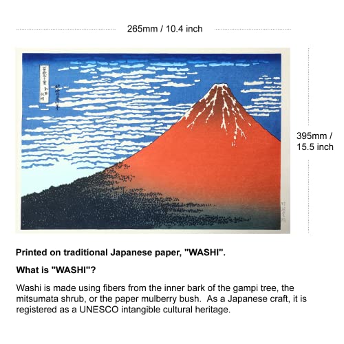 JAPAN MUSEUM, Katsushika Hokusai, Fine Wind Clear Weather Red Fuji,Japanese Fine Art,Ukiyo-e Artwork,Genuine Hand-printed Woodblock Print,Japanese Washi Paper 390mmx260mm with Picture Frame A1 - color: hokusai-fuji-frame