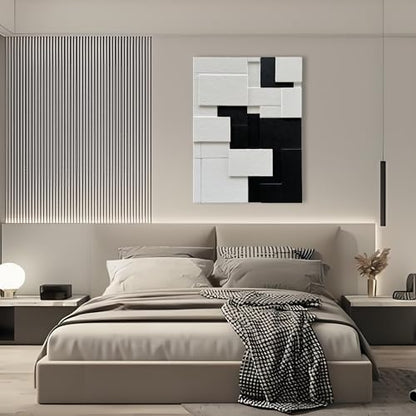 Art 40x28 inches Hand-Painted Modern Minimalist Black and White Abstract Art Oil Painting Canvas Wall Deco Art Painting - color: Yi105