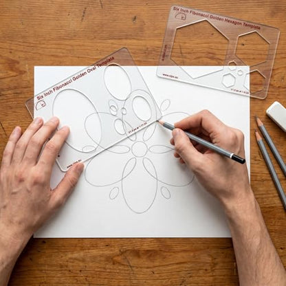 Fibonacci 6" Oval Drawing Template, Golden Ratio Stencil - style: 6" Ovals