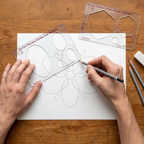 Fibonacci 6" Oval Drawing Template, Golden Ratio Stencil - style: 6" Ovals