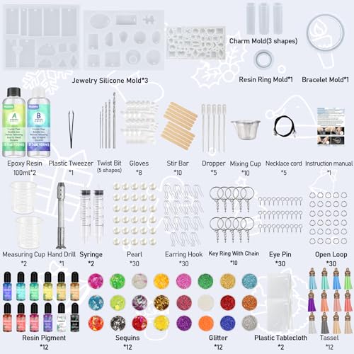 IGaiety Complete Resin Jewelry Making Kit with Silicone Molds for Beginners - size: XX-Jewelry Mold