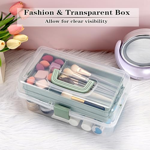 BTSKY Plastic Dividing Storage Box, Tackle Box with Adjustable Dividers - color: Clear+Green