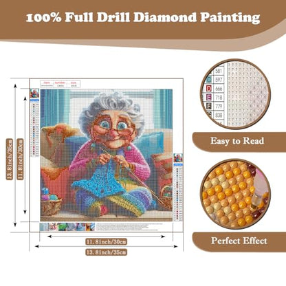Happy Old Ladies Diamond Art Kits for Adults, 5D Diamond Painting Kits - color: CM052