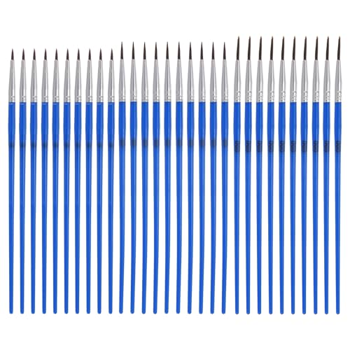 MECCANIXITY 30Pcs Fine Pointed Miniature Paint Brushes, Small Detail Paint Brush for Acrylic Watercolor Oil Model Painting Crafts Rock Painting and DIY Art(Blue #0/#00/#000) - color: Blue, size: #0/#00/#000