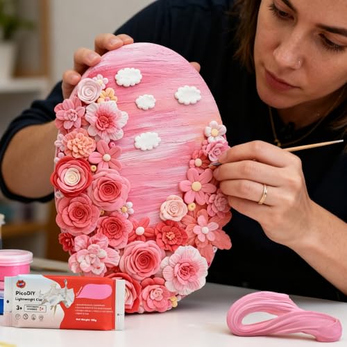 Air Dry Clay Lightweight, Flexible Modeling Clay for Adults Arts and Crafts | Professional & Moldable, Soft & No-Stick, Polymer Clay for Sculpting, Molding,Anime Figures,Making Costumes,DIY Projects - color: Pink