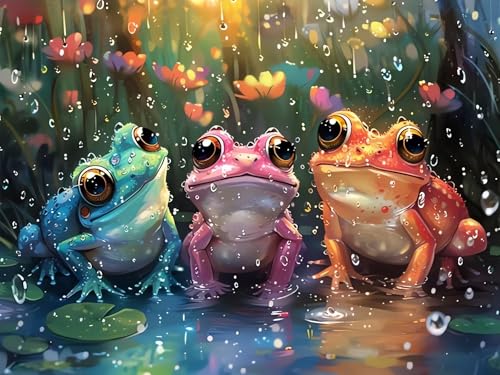 Frog Diamond Art Kits for Adults, Animals 5D Diamond Painting Kits for Adults, DIY Gem Painting, Dimond Art Paintings Kit, Crafts for Adults, Full Drill Diamond Dot for Home Wall Decor 16 X 12 Inch - color: CM082