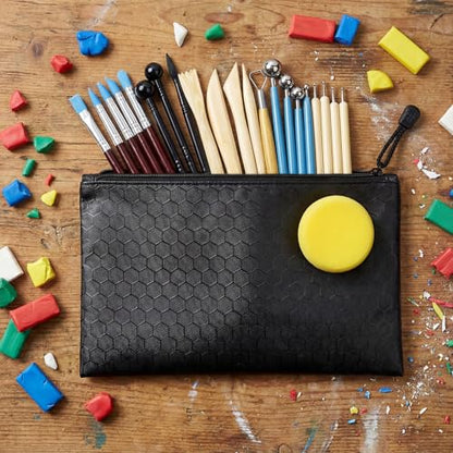 DKALIO 42 PCS Clay Tools Kit, Professional Polymer & Pottery Clay Tools Set with Stainless Steel Heads for Carving, Molding, Stippling, Shaping - Perfect for Artists, Beginners & DIY Craft Projects