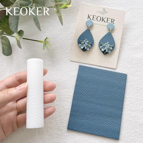 KEOKER Leather Texture Roller for Polymer Clay, Polymer Clay Leather Texture Roller, Polymer Clay Texture Roller, Like Polymer Clay Texture Sheets, Great Work with Polymer Clay Cutters - color: Cowhide Grain