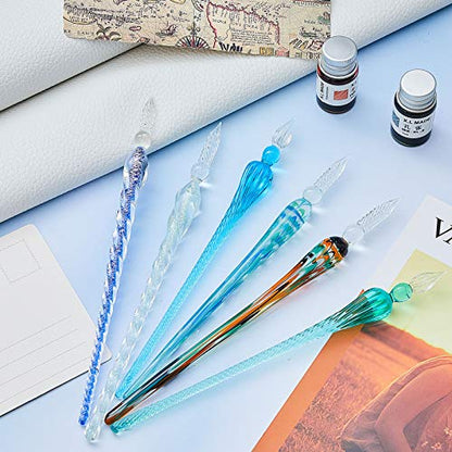 Zonon 6 Pcs Glass Dip Pen(Stylish Color,Bright Style) - color: Bright Color, style: Bright Style