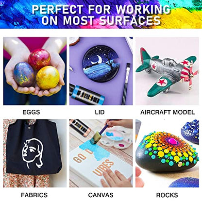 ABEIER Metallic Acrylic Paint Set 24 Colors 2oz Rich Pigments Non-Toxic - style: Metallic Colors