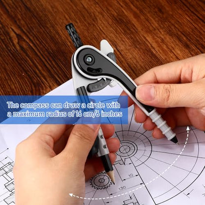 Zonon 12 Pcs Protractor and Compass Set, Swing Arm Protractor, Black Clear - color: Black and Clear