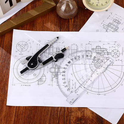 Zonon 12 Pcs Protractor and Compass Set, Swing Arm Protractor, Black Clear - color: Black and Clear