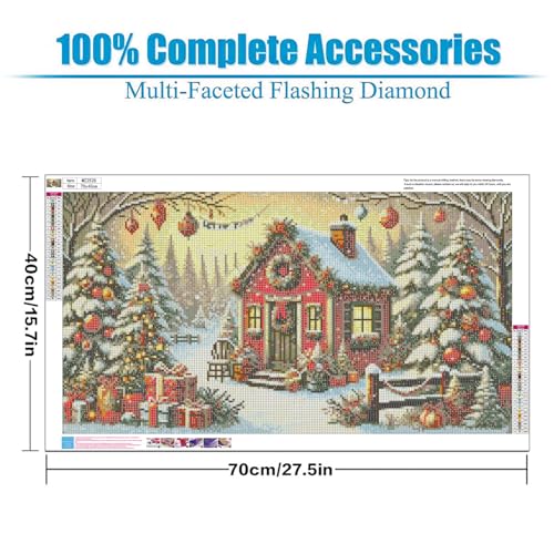 Extra Large Diamond Art Kits for Adults, 5D Diamond Painting Kits 28x16 In - color: Christmas Cabin Large Diamond Painting