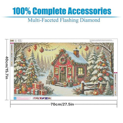 Extra Large Diamond Art Kits for Adults, 5D Diamond Painting Kits 28x16 In - color: Christmas Cabin Large Diamond Painting
