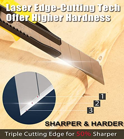 DOWELL 18mm Snap Off Blade SK5, Box Cutter Blades, 100 Pcs | 100-pack 18mm SK5 snap-off blades, sharp & durable, fits standard retractable utility knives