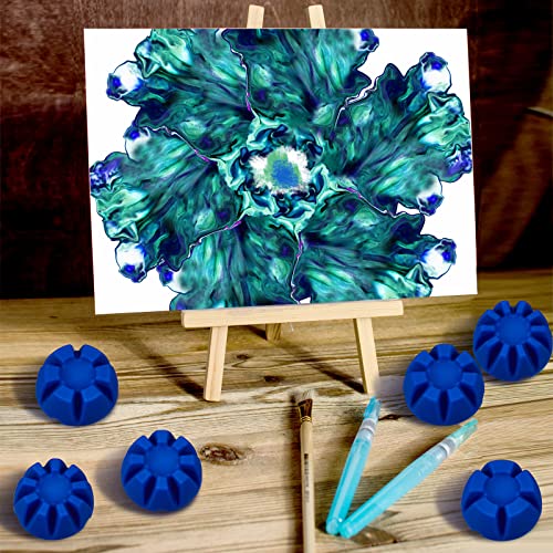 6 Pieces Flower Pour Cup for Paint Pouring 6/7/8/9/10 Slot Acrylic Paint Tools Supplies Flower Strainer for DIY and Creating Patterns Art Supplies(Blue) - color: Blue