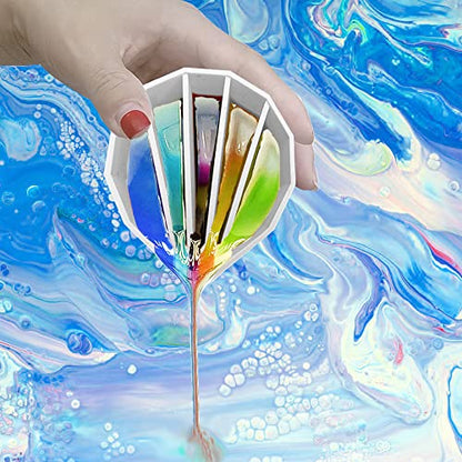 AFUNTA 3/5 Cavity Split Cups for Paint Pouring, Reusable Silicone Split Cup for Acrylic Pouring with 3 PCS Silicone Stir Sticks