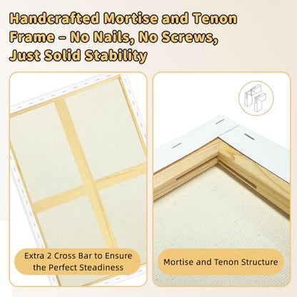 2-Pack 24x36 Stretched Canvas 13.4oz Warp-Resistant for Oil & Acrylic | (380gsm) triple gesso primed, warp-resistant, large pre-stretched canvas for gallery-quality art - size: 2pk - 24"x 36"