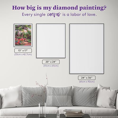 DIAMOND ART CLUB Bibler Garden Path Diamond Art Kits for Adults | Premium Diamond Painting Kit, Fun DIY Crafts for Adults, Round Diamond Art Canvas, 13" x 17" (33 x 42.7 cm) - color: Bibler Garden Path