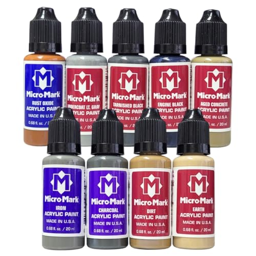 Micro-Mark Urban Terrain Acrylic Paint Set – 9-Piece High-Pigment Matte Acrylics for Cityscapes, Dioramas & Industrial Miniatures – Brush & Airbrush Compatible