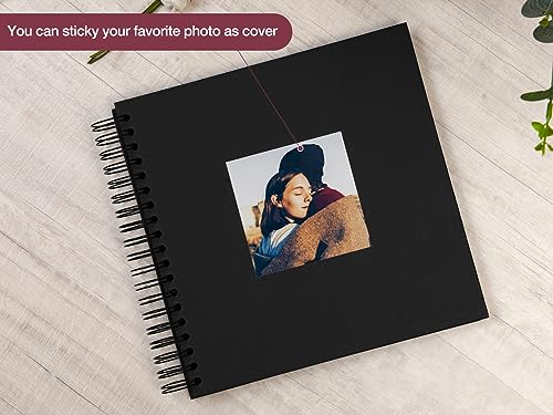 potricher 10 x 10 Inch DIY Scrapbook Photo Album 80 Pages, Black - color: Black, size: 10 Inch 80 Pages