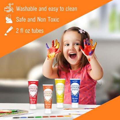 EXTRIC Finger Paint for Toddlers 1-3 Washable 12 PK, 2 OZ Tempera Paints | Includes: 12 Colors of 2 oz Finer Paints, Features: Non-Toxic, Washable, Use: At Home and School Crafts, Ages: Toddler, Kids - size: 2 Fl Oz (Pack of 12)