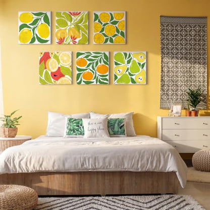 RoundFunny 8 Set Paint by Numbers Drawing Kit for Adults,Summer Fruit | 8x8 in. Mini Simple Painting Canvas Wooden Frame Easel Acrylic Paint Brush Funny Number Drawing Kit for Gift Wall Home Decor - style: Summer Fruit