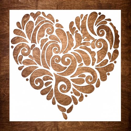 DLY LIFESTYLE Mandala Heart Stencils for Painting on Walls, Wood, Canvas, Paper, Fabric, and Furniture - 7x7 Inch Mandala Stencil - Reusable DIY Art and Craft Stencils - Valentines Stencil - color: Mandala Heart 7"x7"