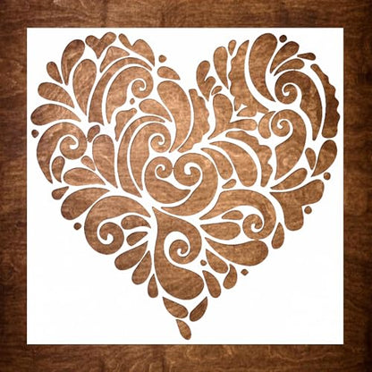 DLY LIFESTYLE Mandala Heart Stencils for Painting on Walls, Wood, Canvas, Paper, Fabric, and Furniture - 7x7 Inch Mandala Stencil - Reusable DIY Art and Craft Stencils - Valentines Stencil - color: Mandala Heart 7"x7"