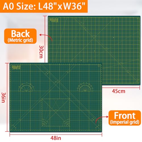 Self Healing Cutting Mat A0 36"x 48" Double Sided Green Mat - color: Green, size: 48"L x 36"W