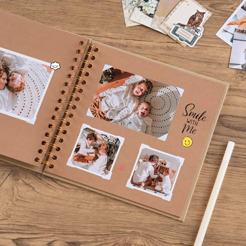 8 x 8 Inch DIY Scrapbook Album 40 Pages with Kraft Paper, Yellow | Thick Kraft Paper Scrap Book Photo Albums, Memory Book for Wedding, Anniversary, Baby, Family, Travel, DIY Projects - color: Yellow, size: 8 Inch 40 Pages