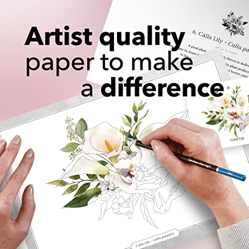 Castle Arts Flowers Coloring Book for Adults - 36 Mindful Designs | Mindfulness-inspiring blooms curated by in-house artists - color reference guide, no-show-through paper, A4 size - color: Flowers