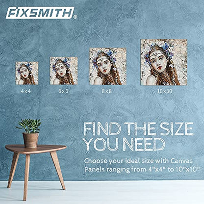 FIXSMITH Canvas Boards for Painting, Multi Pack- 4x4,6x6,8x8,10x10 (8 of Each),32 Pack,100% Cotton Primed Canvas Panels for Acrylic, Oil, Art Supplies for Kids, Adults, Beginners - size: 32 Pack - 8 of Each (4"×4", 6"×6", 8"×8", 10"×10")
