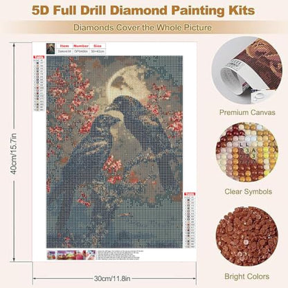 YOLENIX Crow Diamond Art Kits for Adult Diamond Painting Kit for Beginner - color: DP04664