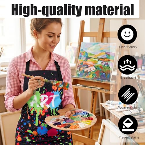 Painting Artist Apron with Pockets, Waterproof Painting Aprons for Adults, Adjustable Art Apron Bib Apron - color: Style 4