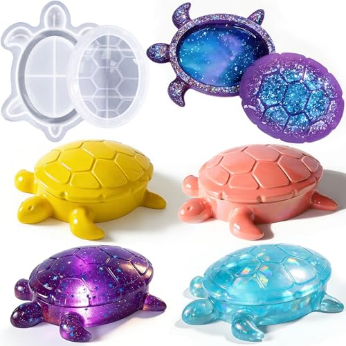 Silicone Turtle Box Resin Molds with Lid, Jewelry Container Molds - color: Turtle Resin Mold