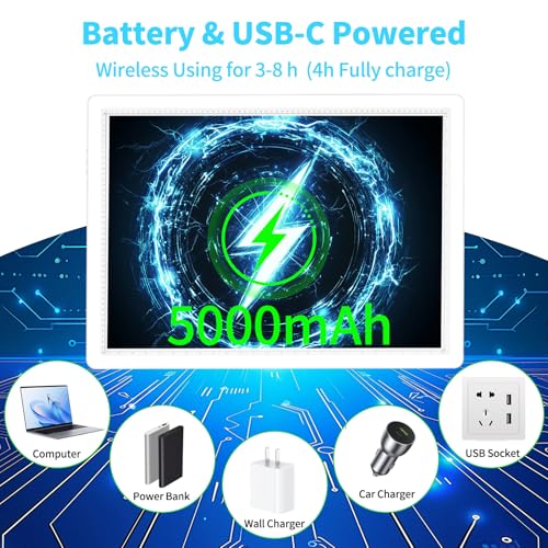 Phylosal Rechargeable A2 LED Light Pad 25.2''x18.4'', Magnetic Large Tracing Light Box for Drawing, Diamond Art Light Board with Side Button, 3-Color Modes Light Table for Diamond Painting, Sketching - color: White, size: A2 (NO Stand)