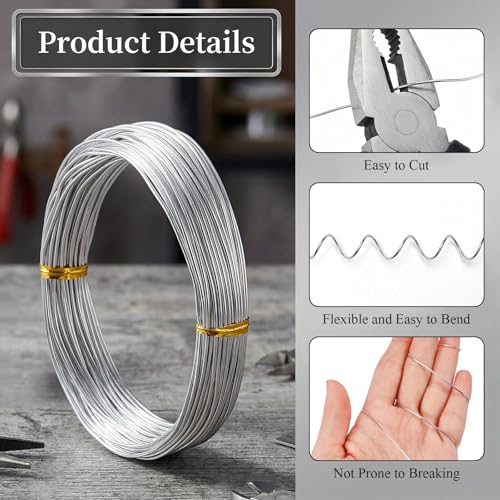 1mm 33 Feet Aluminum Craft Wire, Bendable Armature Wire, Mental Silver Bendable Wire for Sculpting, DIY, Crafting, Jewelry Making, Modelling, Bonsai Training, Doll Making (1 Roll) (1mm × 10m) - size: 1mm × 10m